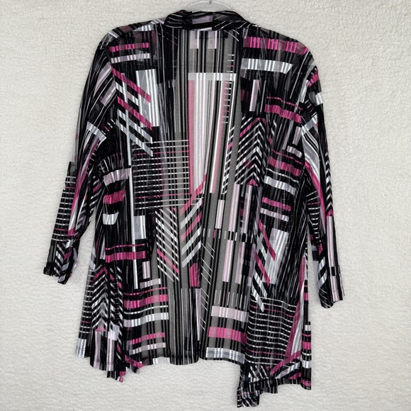 Kasper Cardigan Womens 2X Geometric Mesh Open Front Sheer Jacket Lightweight Lay - Picture 7 of 11